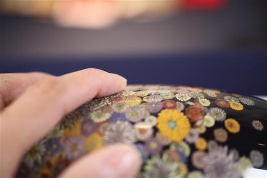 A Japanese millefleur silver wire cloisonne enamel vase, 20cm